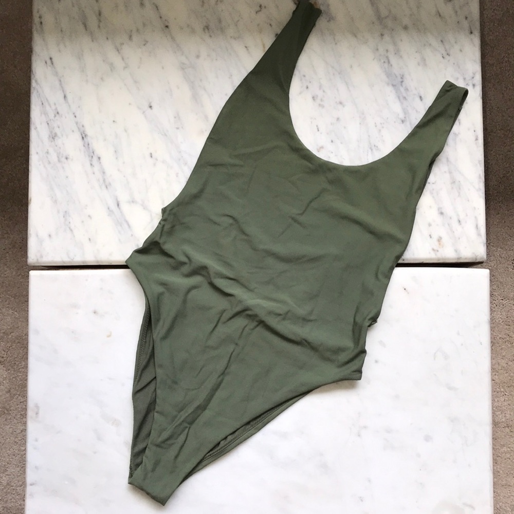 Aerie Green Scoop Back One Piece